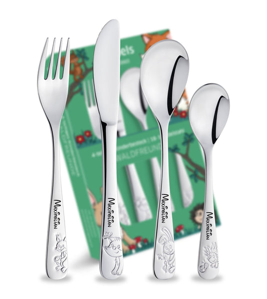 Kuppels Kinderbesteck mit Gravur Waldtiere