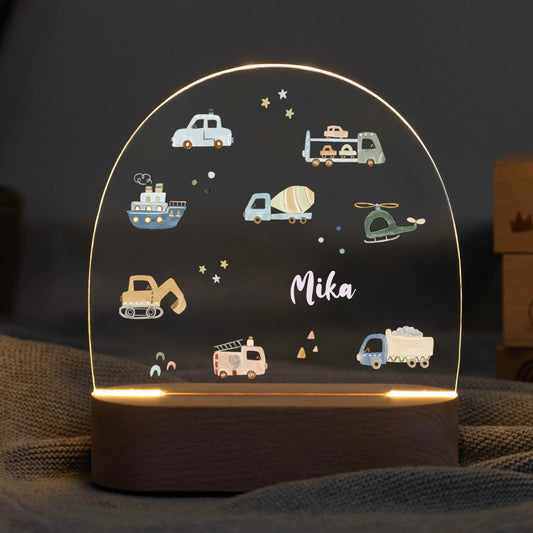 LED Nachtlicht Kinder personalisiert - Fahrzeuge