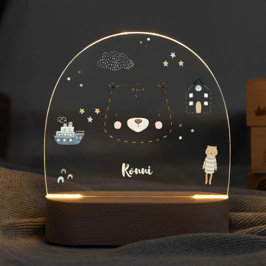 LED Nachtlicht Kinder personalisiert - Strichtier Bär