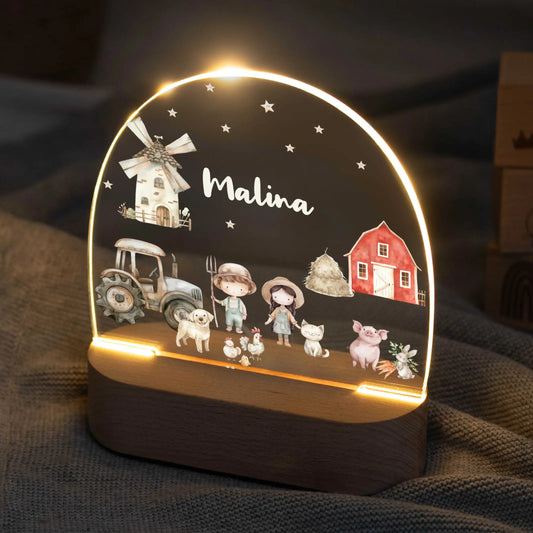LED Nachtlicht Kinder personalisiert - Bauernhof