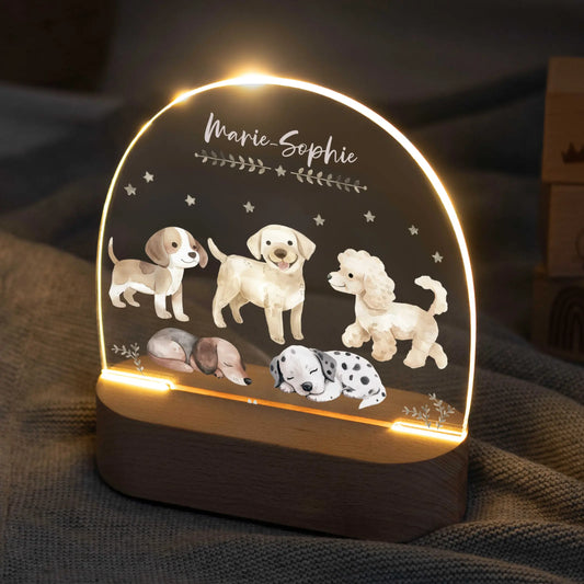LED Nachtlicht Kinder personalisiert - Hundewelpen