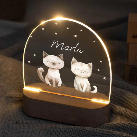 LED Nachtlicht Kinder personalisiert - Katzen
