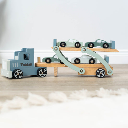 Autotransporter Spielzeug Holz mit Personalisierung