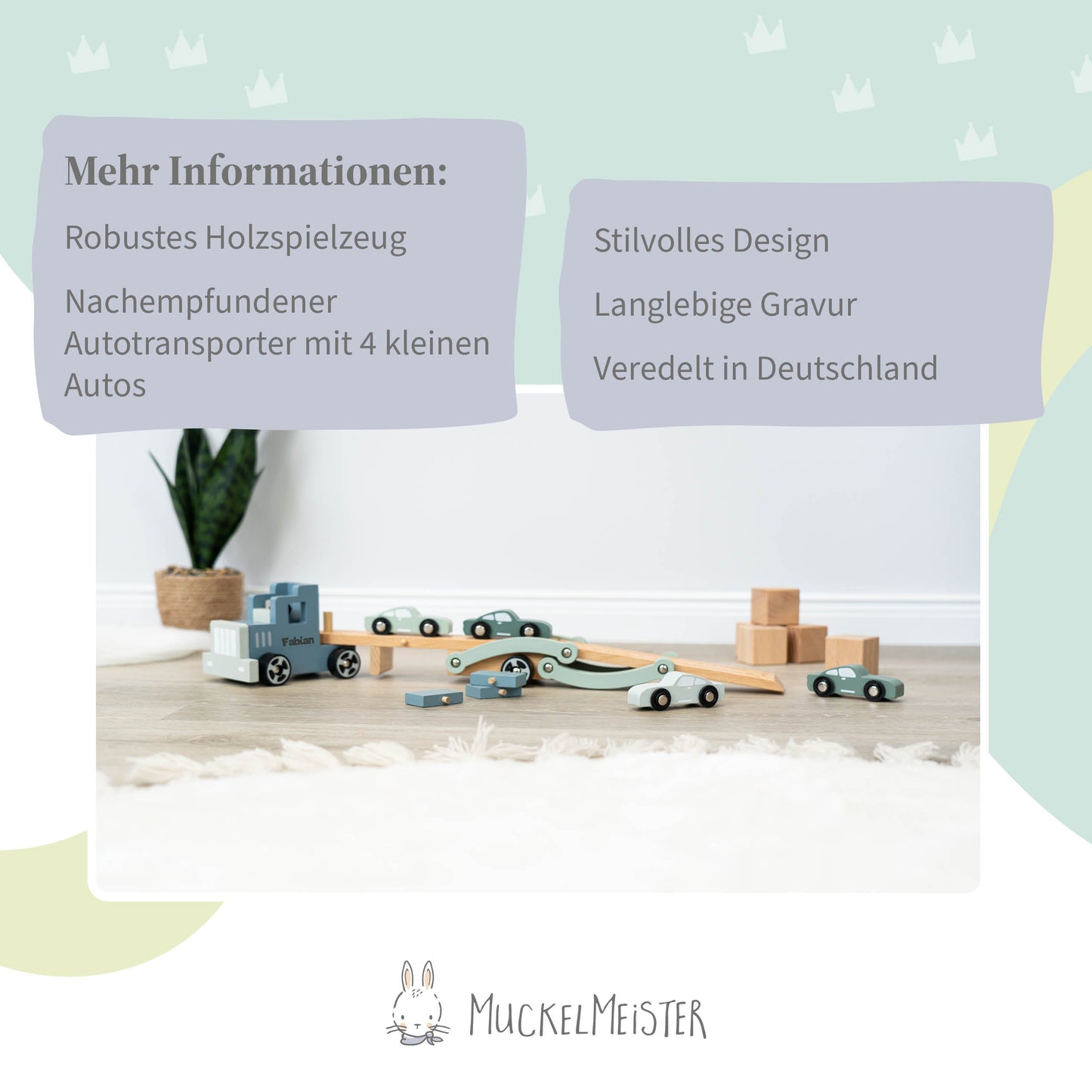 Autotransporter Spielzeug Holz mit Personalisierung