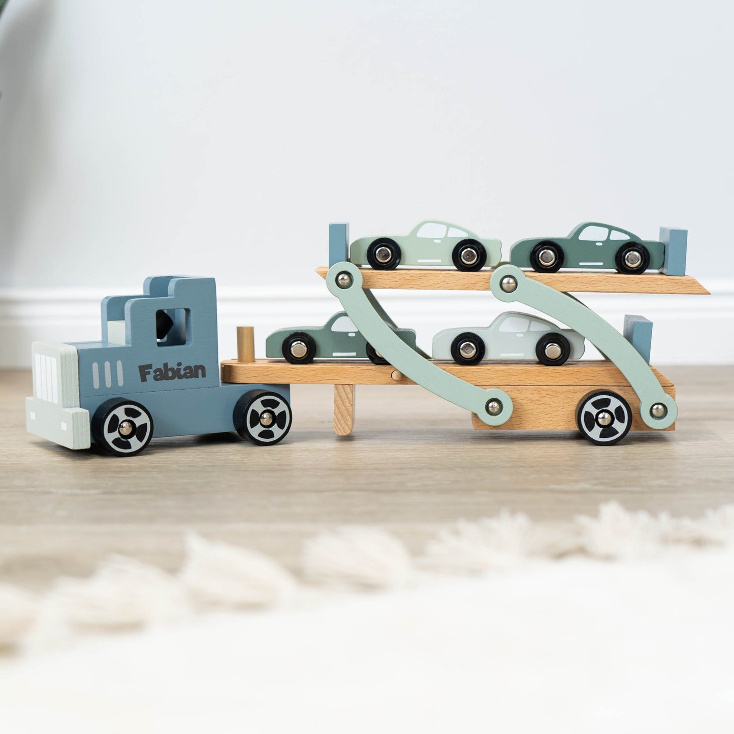 Autotransporter Spielzeug Holz mit Personalisierung