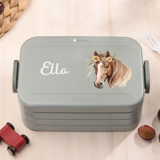 Mepal Brotdose Personalisiert - Take a Break - Pferd "Blumenkranz"
