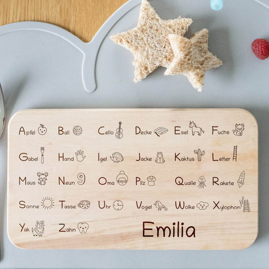 Frühstücksbrettchen Kinder mit Namen - ABC