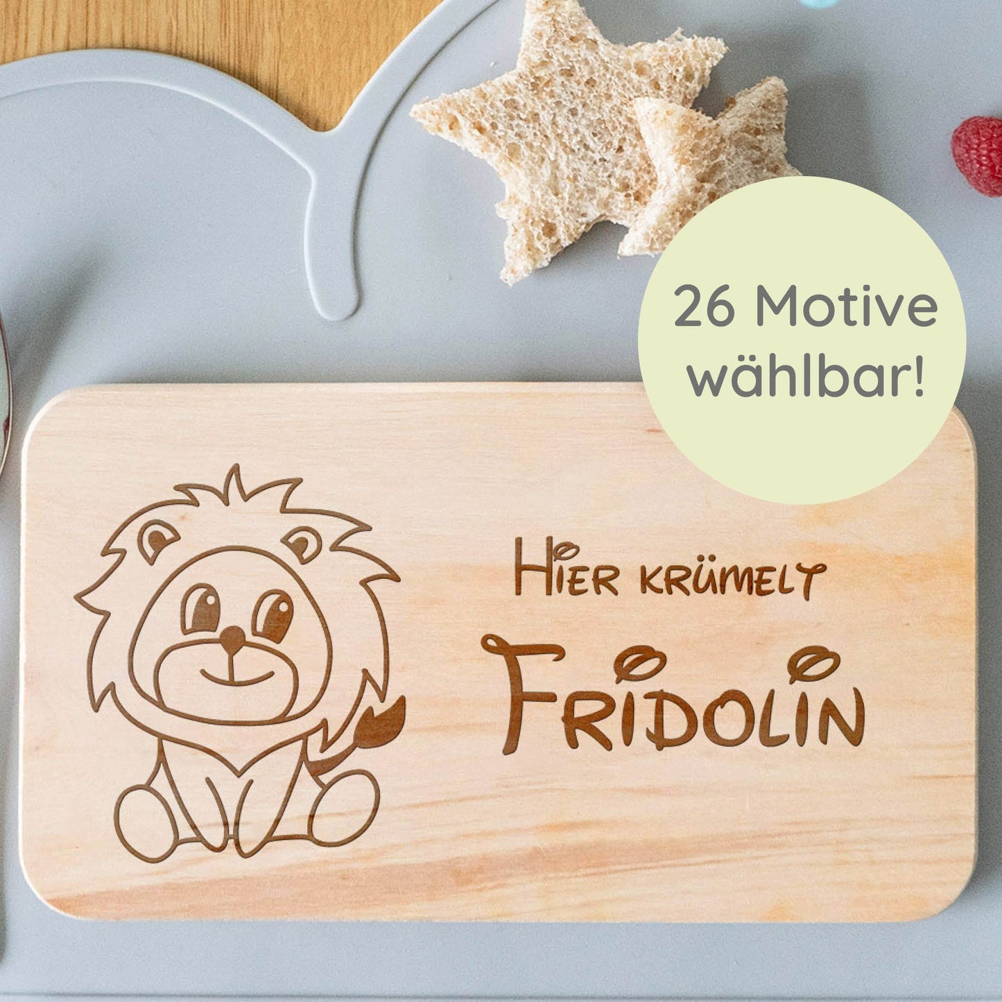 Frühstücksbrettchen personalisiert mit Tiermotiven