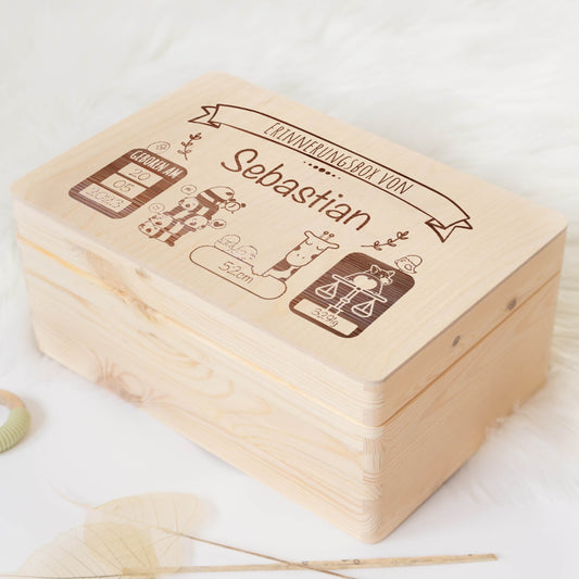 Erinnerungskiste Baby Gravur Tiere