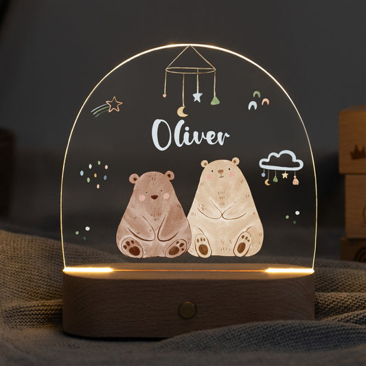 LED Nachtlicht Kinder personalisiert - Bären