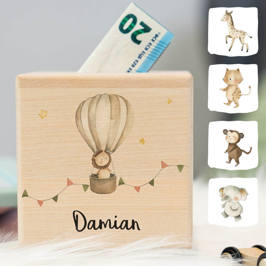Spardose Personalisiert Heißluftballon Tiere