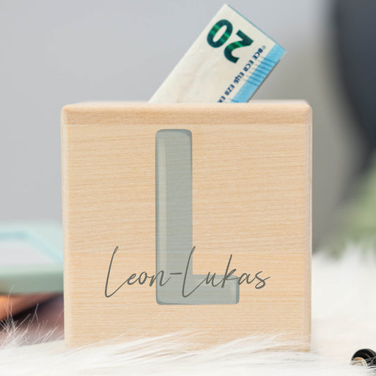 Spardose Personalisiert Buchstabe Blau