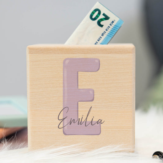 Spardose Personalisiert Buchstabe Lila