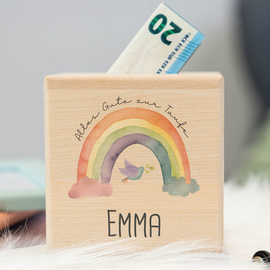 Spardose Personalisiert Regenbogen Taufe