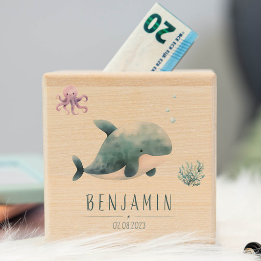 Spardose Personalisiert Wal