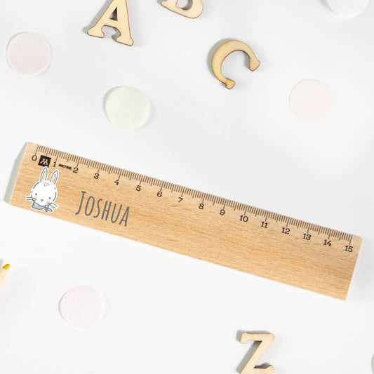 Holzlineal mit Namen zur Einschulung - Motiv Muckelmeister