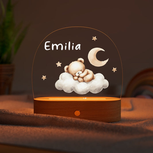 Nachtlicht Kinder personalisiert - Bär auf Wolke