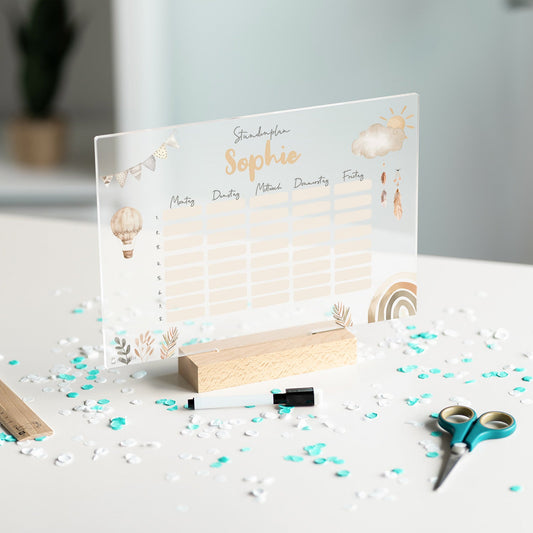 Stundenplan abwischbar personalisiert - Boho