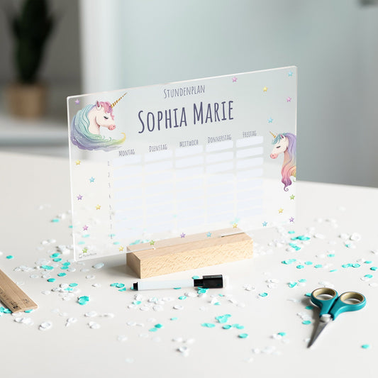 Stundenplan abwischbar personalisiert - Einhorn
