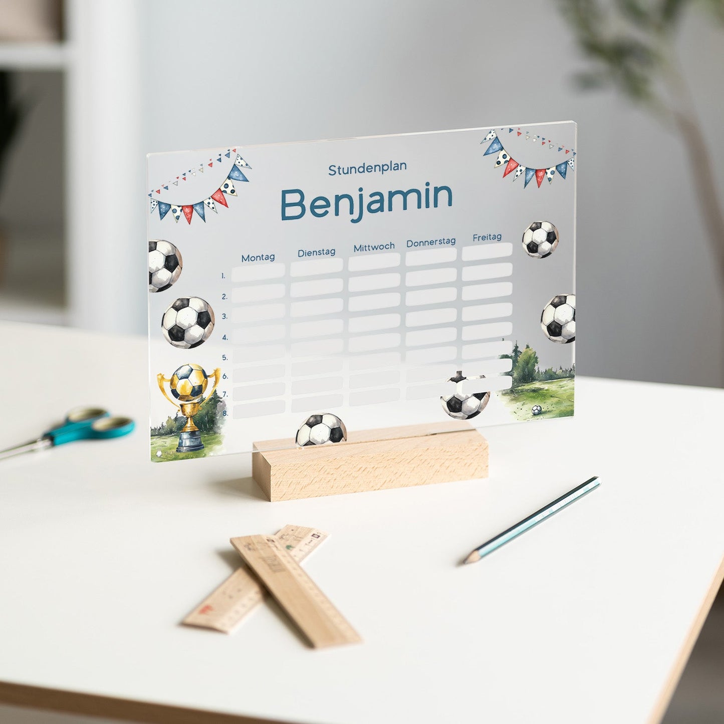 Stundenplan abwischbar personalisiert - Fussballplatz