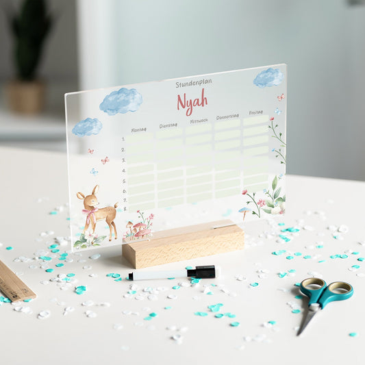 Stundenplan abwischbar personalisiert - Reh