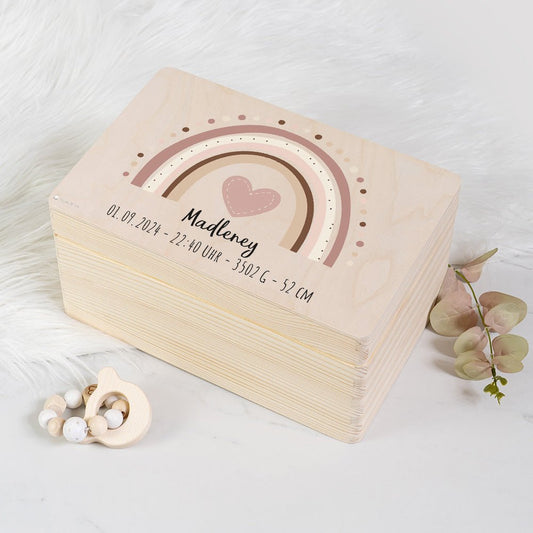 Erinnerungsbox Baby - Regenbogen rosa