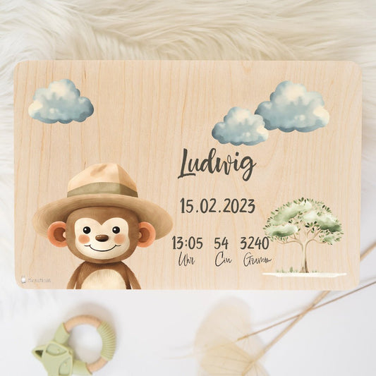 Erinnerungsbox Baby Affe mit Hut