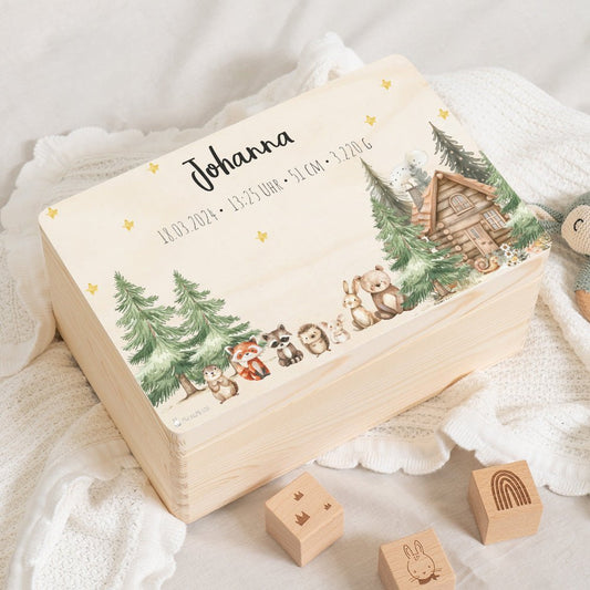 Erinnerungskiste Waldfreunde mit Wunschtext