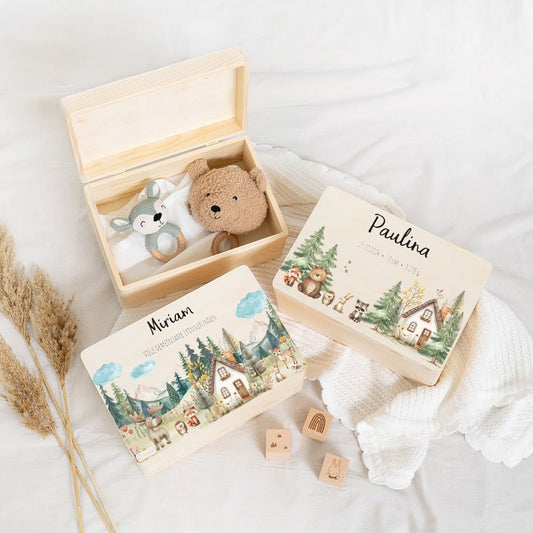 Erinnerungsbox Waldfreunde Haus mit Wunschtext