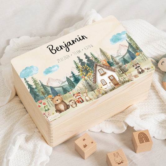 Erinnerungsbox Waldfreunde Haus Bär mit Wunschtext