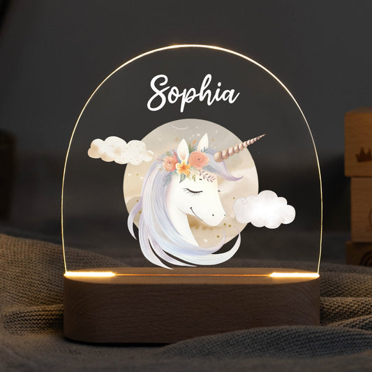 LED Nachtlicht Kinder personalisiert - Boho Einhorn
