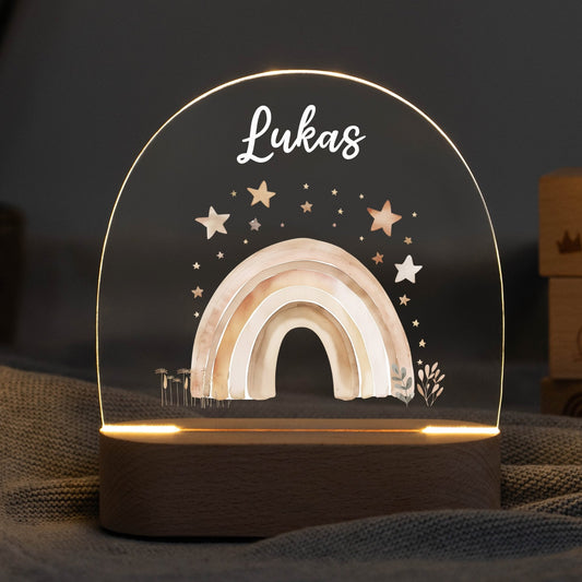 LED Nachtlicht Kinder personalisiert -  Boho Regenbogen