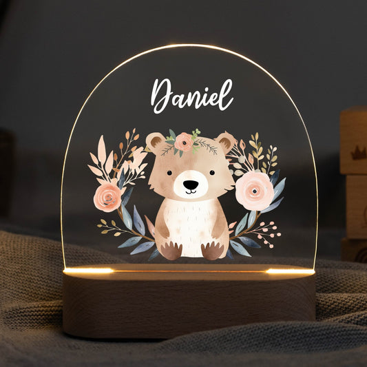 LED Nachtlicht Kinder personalisiert - Boho-Bärchen