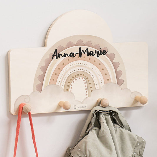 Kindergarderobe Personalisiert - Regenbogen rosa