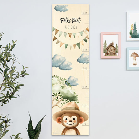 Kinder Messlatte Motiv Affe mit Hut