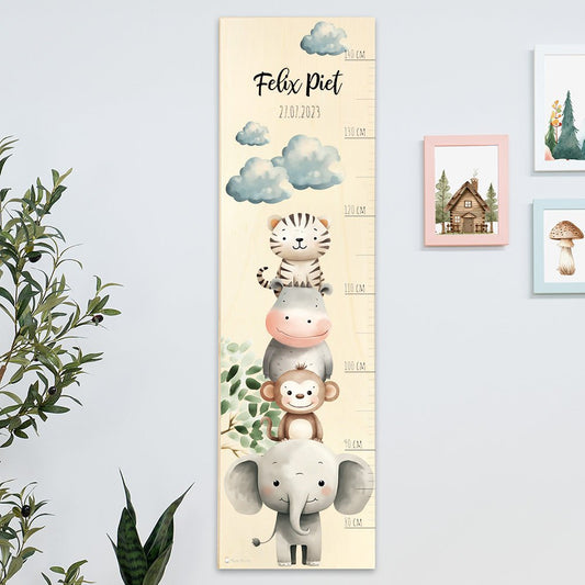 Kinder Messlatte Tiermotive