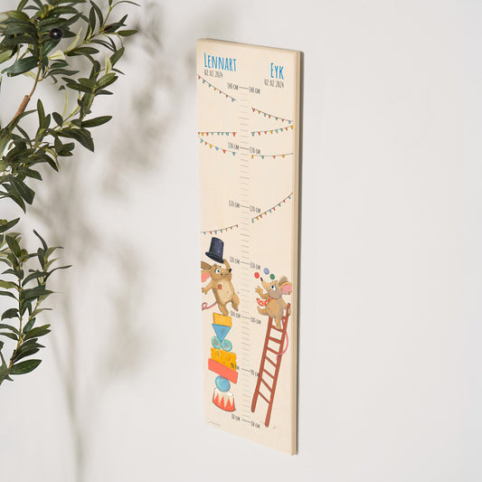 Messlatte Kinder Holz - "Geschwister Mäusezirkus"