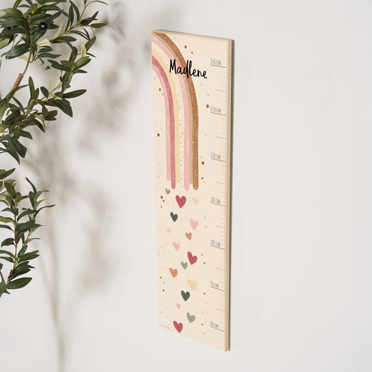 Messlatte Kinder Holz - Regenbogen Boho