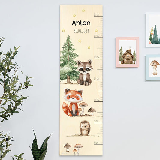 Messlatte Kinder Holz Motiv Waldtiere