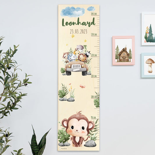 Messlatte Kinder Holz Safari Motive
