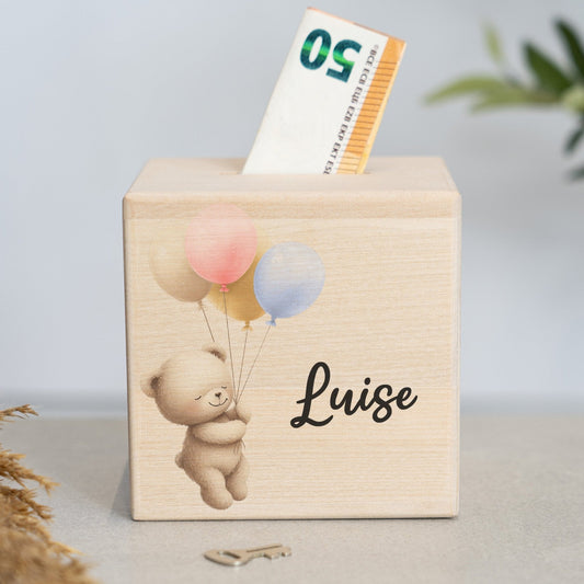 Spardose Personalisiert Bärchen mit Ballons