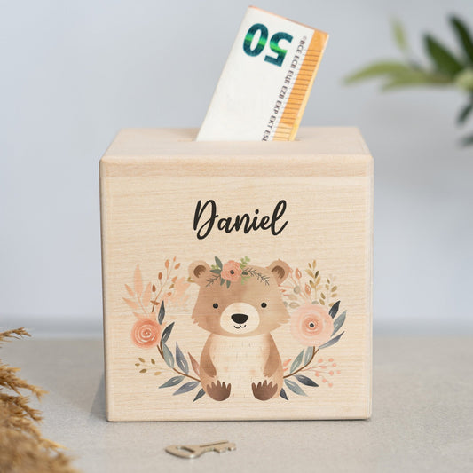 Spardose Personalisiert Bärchen Blumen
