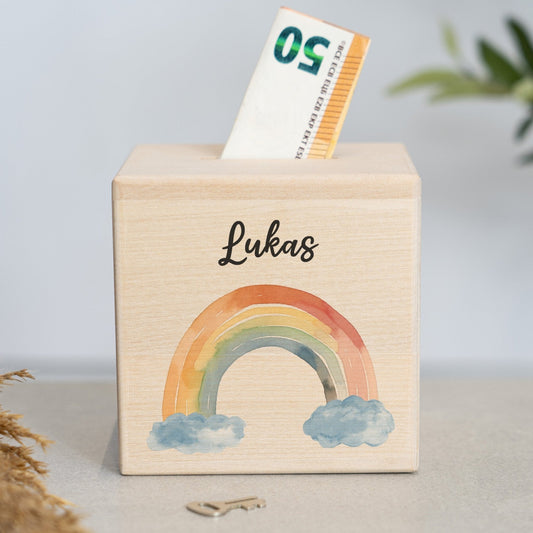 Spardose Personalisiert Regenbögen Boho