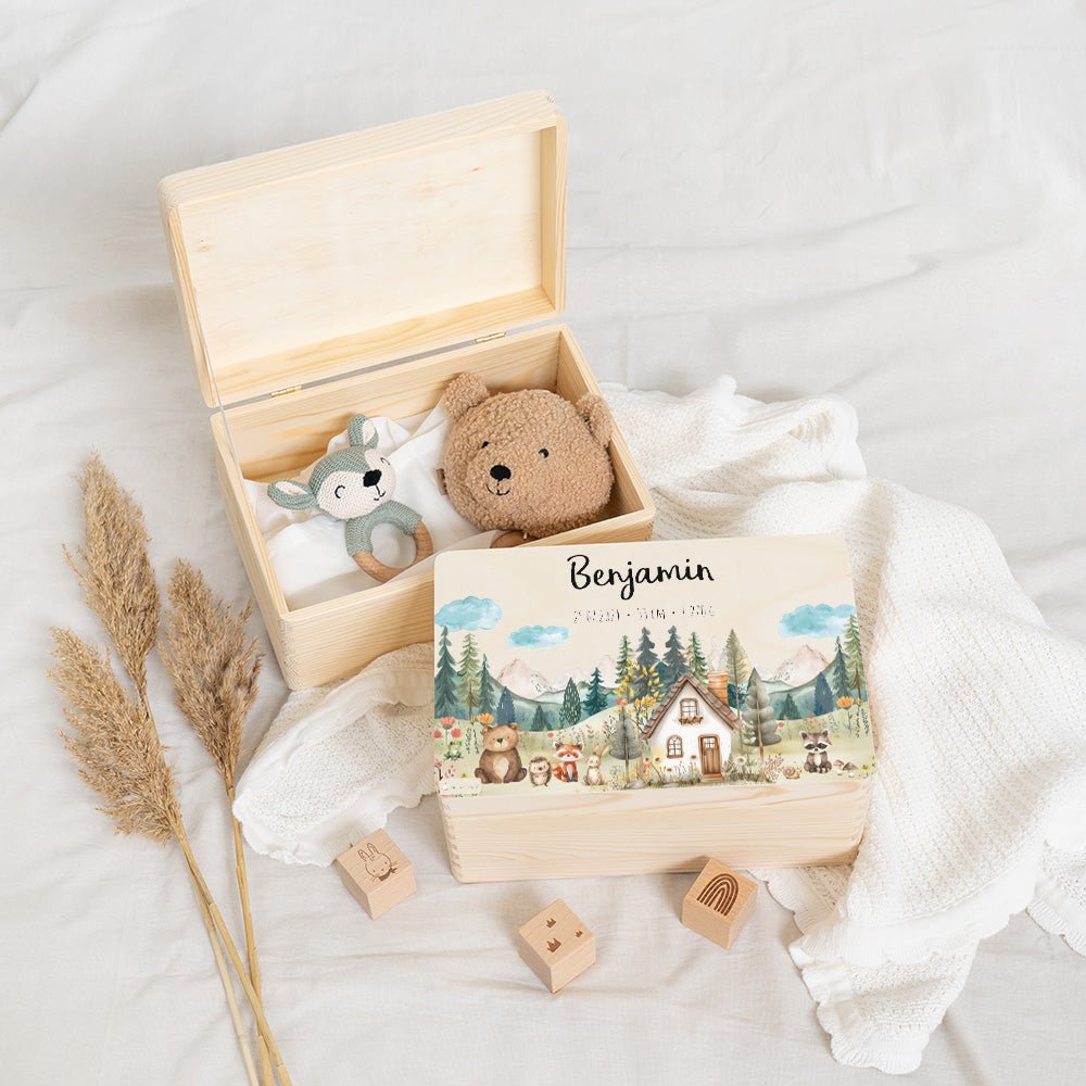 Erinnerungsbox Waldfreunde Haus Bär mit Wunschtext