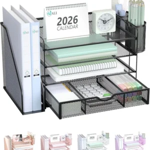4-Tier Metal Desk File Organizer