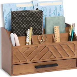 Wooden Desk Organizer with Drawer